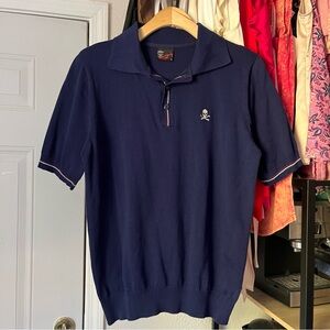 ROCK STEADY mens retro mod skull vintage inspired embroidered polo shirt